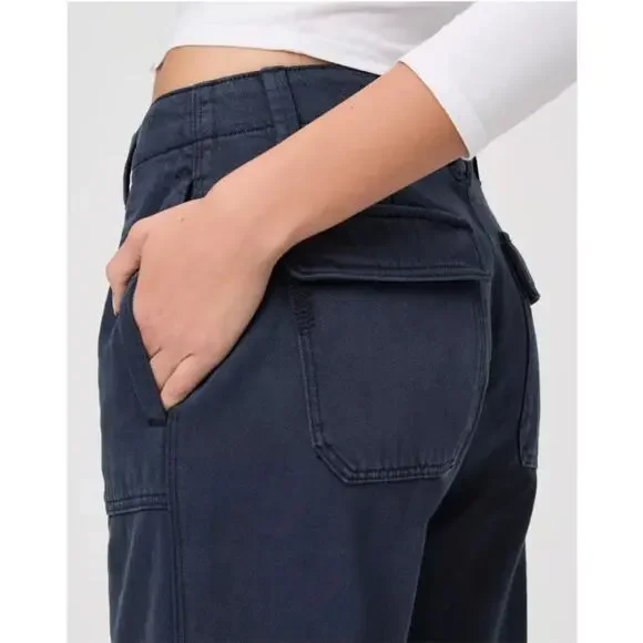 NWT PAIGE Kirby StraightLeg Jeans Vintage Dark Blue Utility Flap Pockets Size 27 - Picture 10 of 10